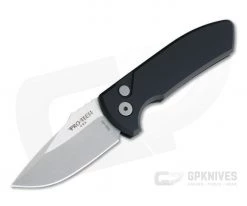 Protech Knives Les George SBR Stonewashed Blade Smooth Black Aluminum Handle LG401