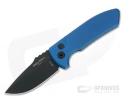 Protech Knives Les George SBR Black DLC S35VN Smooth Blue Aluminum Automatic LG403