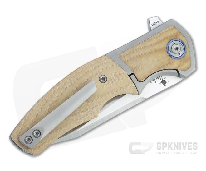 Reate x Lambert Mini Crossroads Satin M390 Antique White Micarta Inlaid Titanium Flipper 4 Reate x Lambert Mini Crossroads Satin M390 Antique White Micarta Inlaid Titanium Flipper - Image 2