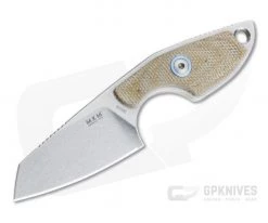 MKM Mikita Mikro 2 Vox Sheepsfoot Stonewashed M390 Natural Canvas Micarta Neck Knife MR02-NC