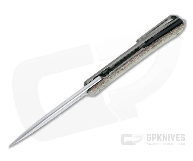 LionSteel Myto Satin M390 Natural Canvas Micarta Titanium Frame Lock Flipper MT01-CVN 5 LionSteel Myto Satin M390 Natural Canvas Micarta Titanium Frame Lock Flipper MT01-CVN - Image 3