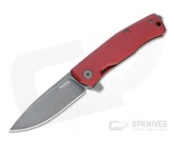 LionSteel Myto Black Stonewashed M390 Red Aluminum Frame Lock Flipper MT01A-RB