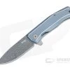 LionSteel Myto Stainless Damascus Blue Titanium Frame Lock Flipper -EDC (Every Day Carry) Shop mt01d bl 1