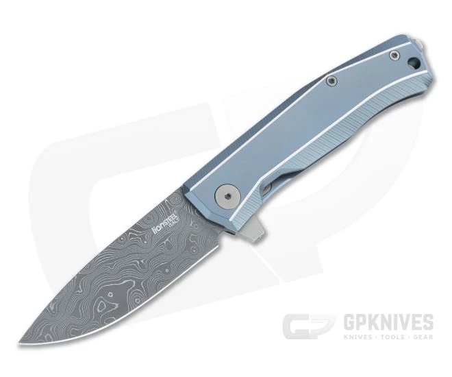 LionSteel Myto Stainless Damascus Blue Titanium Frame Lock Flipper 3 LionSteel Myto Stainless Damascus Blue Titanium Frame Lock Flipper