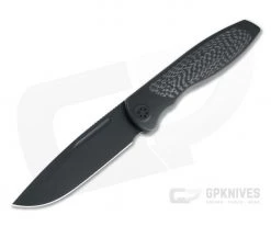 Sharp By Design Mini Tempest Drop Point Black PVD M390 Carbon Fiber PVD Front Flipper Knife