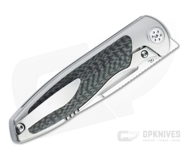 Sharp By Design Mini Tempest Drop Point Satin M390 Carbon Fiber Front Flipper Knife 4 Sharp By Design Mini Tempest Drop Point Satin M390 Carbon Fiber Front Flipper Knife - Image 2