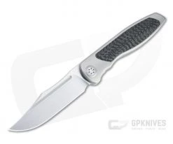 Sharp By Design Mini Tempest Bowie Satin M390 Carbon Fiber Front Flipper Knife