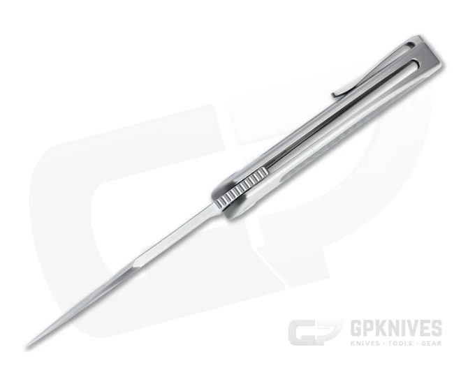 Sharp By Design Mini Tempest Bowie Satin M390 Carbon Fiber Front Flipper Knife 5 Sharp By Design Mini Tempest Bowie Satin M390 Carbon Fiber Front Flipper Knife - Image 3