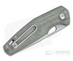 GiantMouse Nimbus V2 Satin Elmax Green Canvas Micarta Liner Lock Folder -EDC (Every Day Carry) Shop nimbus v2 grn micarta 2 1