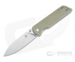 QSP Knives Parrot Drop Point Satin D2 Light Green Micarta Liner Lock Folder