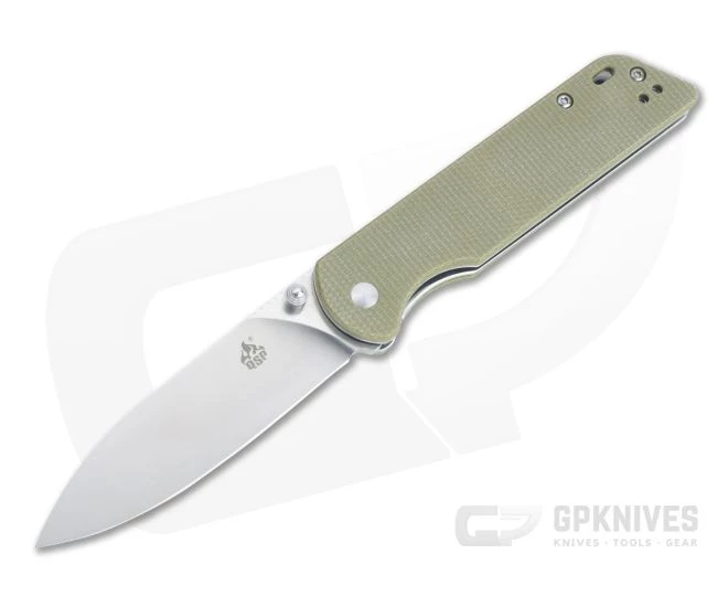 QSP Knives Parrot Drop Point Satin D2 Light Green Micarta Liner Lock Folder 3 QSP Knives Parrot Drop Point Satin D2 Light Green Micarta Liner Lock Folder
