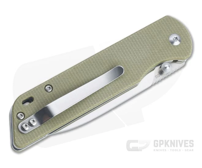 QSP Knives Parrot Drop Point Satin D2 Light Green Micarta Liner Lock Folder 4 QSP Knives Parrot Drop Point Satin D2 Light Green Micarta Liner Lock Folder - Image 2