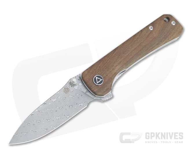 QSP Knives Hawk Damascus Verawood Liner Lock Flipper 3 QSP Knives Hawk Damascus Verawood Liner Lock Flipper