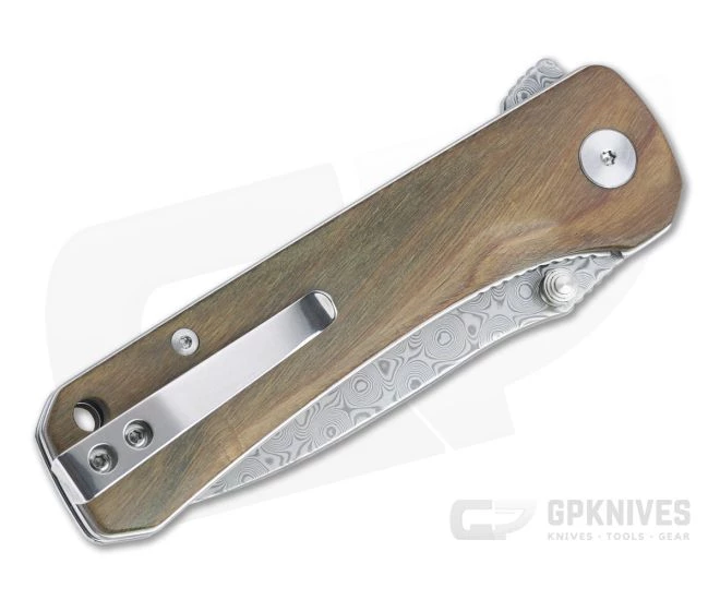 QSP Knives Hawk Damascus Verawood Liner Lock Flipper 4 QSP Knives Hawk Damascus Verawood Liner Lock Flipper - Image 2