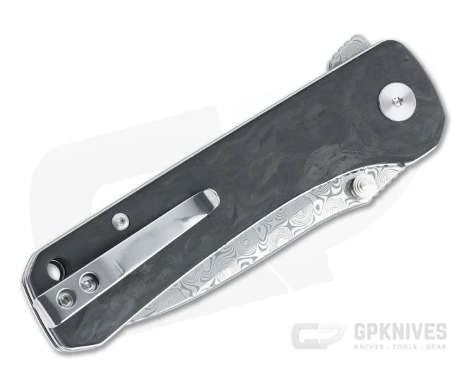 QSP Knives Hawk Damascus Shredded Carbon Fiber Liner Lock Flipper 4 QSP Knives Hawk Damascus Shredded Carbon Fiber Liner Lock Flipper - Image 2