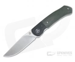 QSP Knives Gannet Satin 154CM Carbon Fiber Bolstered Green Micarta Front Flipper