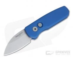 Protech Runt 5 Wharncliffe Stonewashed 20CV Smooth Blue Aluminum Automatic R5101-BLUE