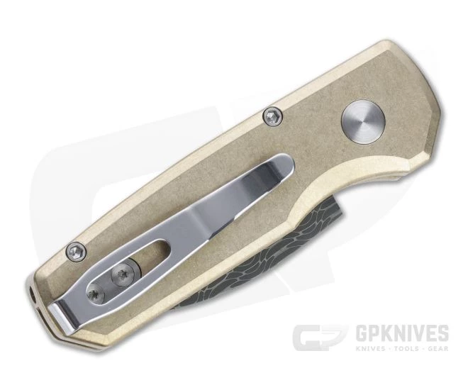 Protech Runt 5 Custom LTD Wharncliffe Vegas Forge Damascus Aluminum Bronze Automatic R5110-D 4 Protech Runt 5 Custom LTD Wharncliffe Vegas Forge Damascus Aluminum Bronze Automatic R5110-D - Image 2