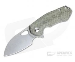 GiantMouse ACE Riv Green Canvas Micarta Stonewashed Elmax Frame Lock Flipper
