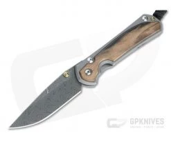 Chris Reeve Small Sebenza 31 Boomerang Damascus Macassar Ebony Inlaid Titanium Folding Knife