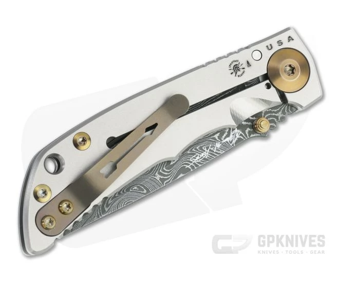 Spartan Blades Harsey Folder 3.25 Nichols Damascus Bronze Hardware Titanium Folder 10 4 Spartan Blades Harsey Folder 3.25 Nichols Damascus Bronze Hardware Titanium Folder 10 - Image 2