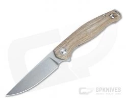 GiantMouse ACE Sonoma V2 Stonewashed Elmax Natural Micarta Liner Lock Flipper