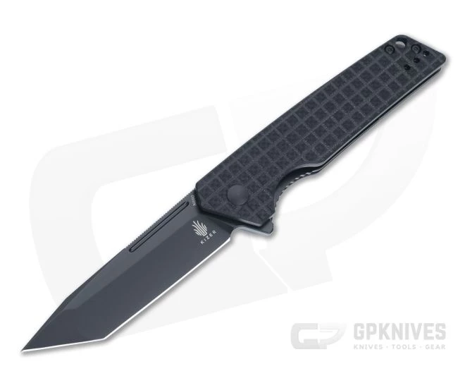 Kizer Vanguard Lan Tanto Black N690 Grid Milled Black G10 Liner Lock Flipper V4577N1 3 Kizer Vanguard Lan Tanto Black N690 Grid Milled Black G10 Liner Lock Flipper V4577N1