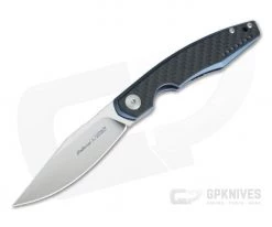 Viper Belone Satin M390 Blue Titanium Liner Lock Flipper Carbon Fiber Overlay V5970BLFC