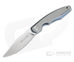 Viper Belone Satin M390 Blue Titanium Liner Lock Flipper Stonewashed Overlay V5970BLTI