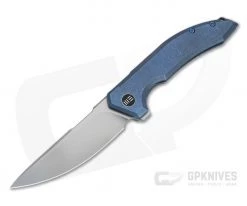 WE Knives Quixotic Blasted 20CV Stonewashed Blue Titanium Flipper WE21016-3