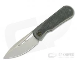 WE Knives x Hel Baloo Front Flipper Blasted 20CV Dark Green Micarta Gray Titanium Folder WE21033-4