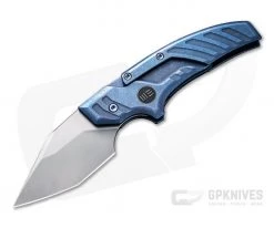 WE Knives Typhoeus Blasted 20CV Blue Stonewashed Titanium Adjustable Push Dagger WE21036B-3